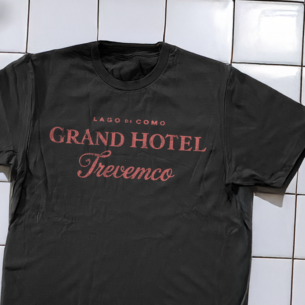 Vintage 90s Grand Hotel Tremezzo Rare Washed Black Graphic T-Shirt