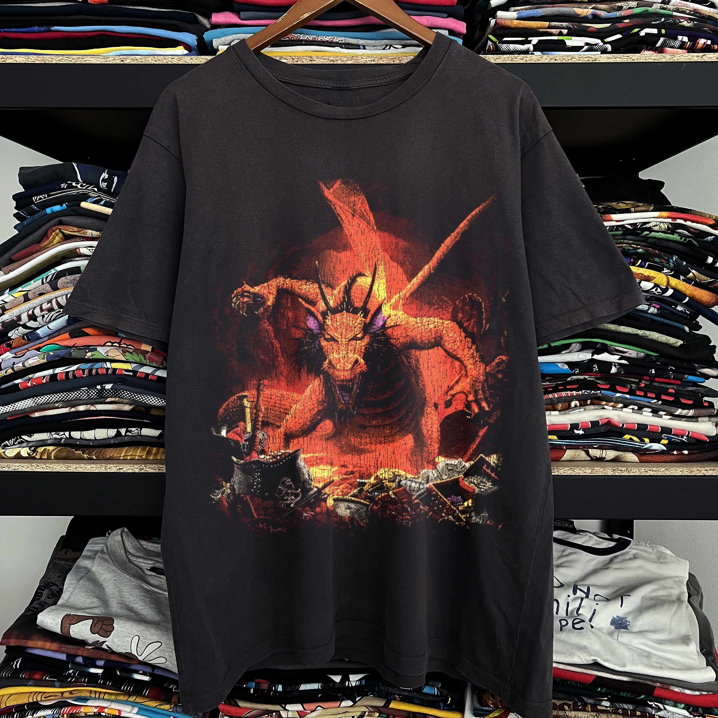 Vintage D&D Dragon Washed Black Graphic Graphic T-Shirt