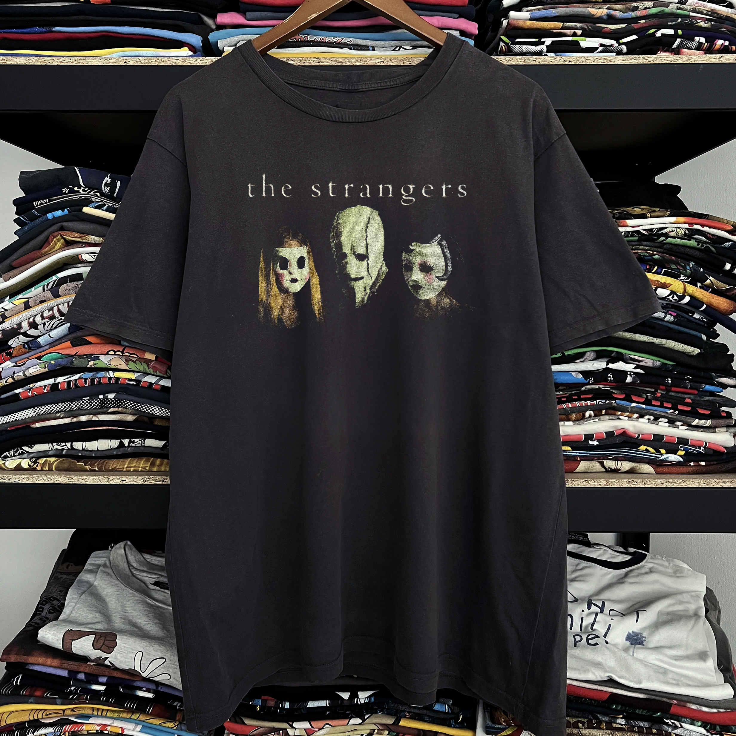 Vintage Y2K The Strangers Promo Washed Black Graphic Graphic T-Shirt