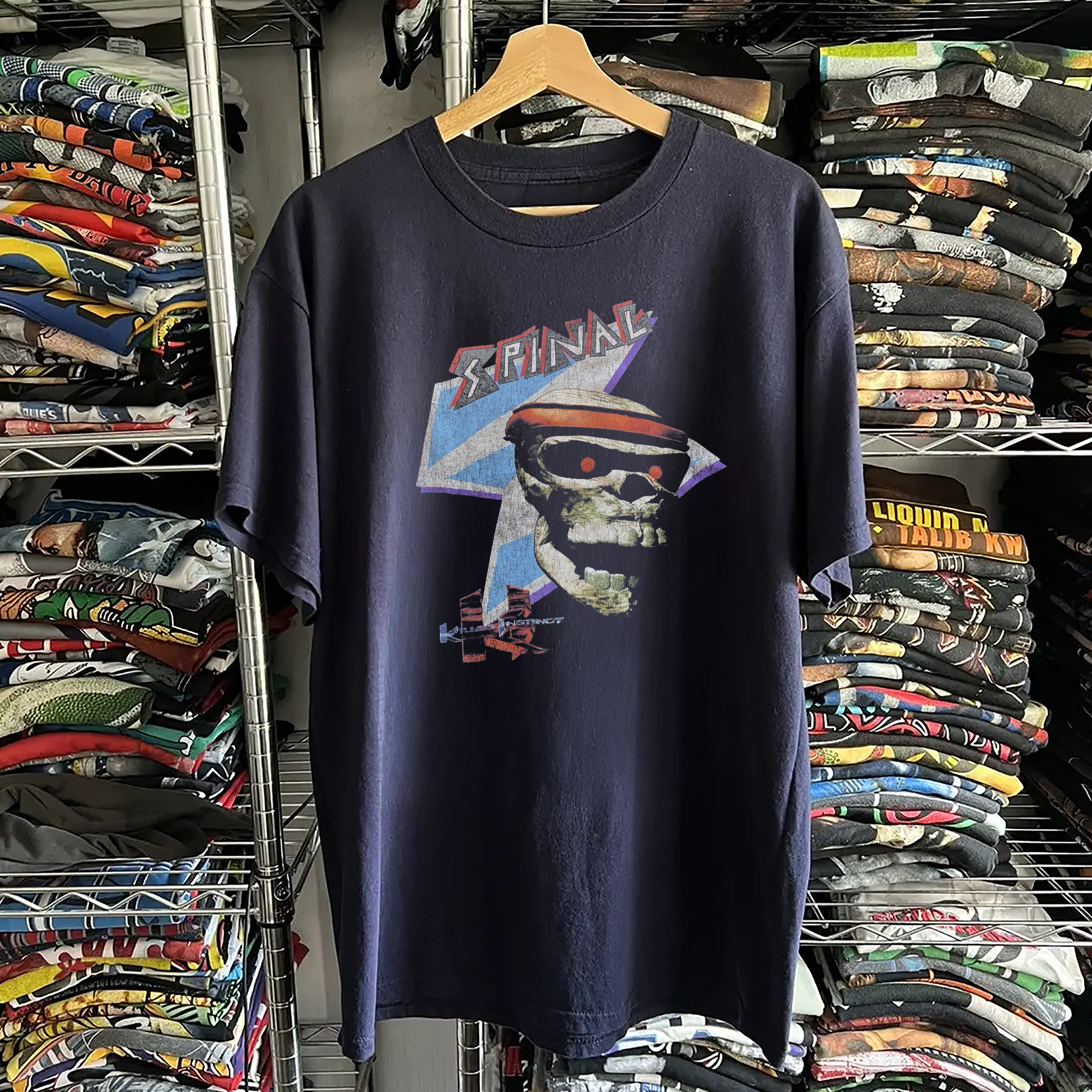 Vintage 90s Killer Instinct Spinal Washed Navy Graphic Graphic T-Shirt