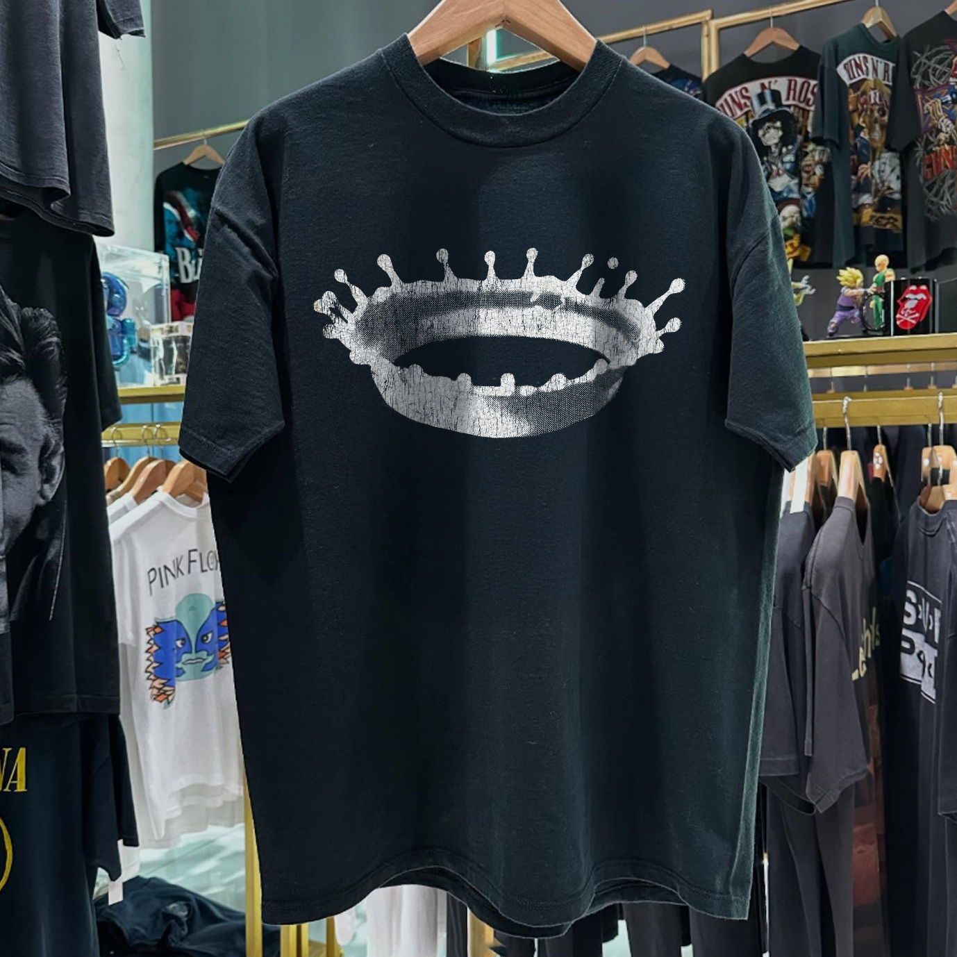 Vintage 90s Acid Drop 'Archaic Smile' Rare Washed Black Graphic T-Shirt