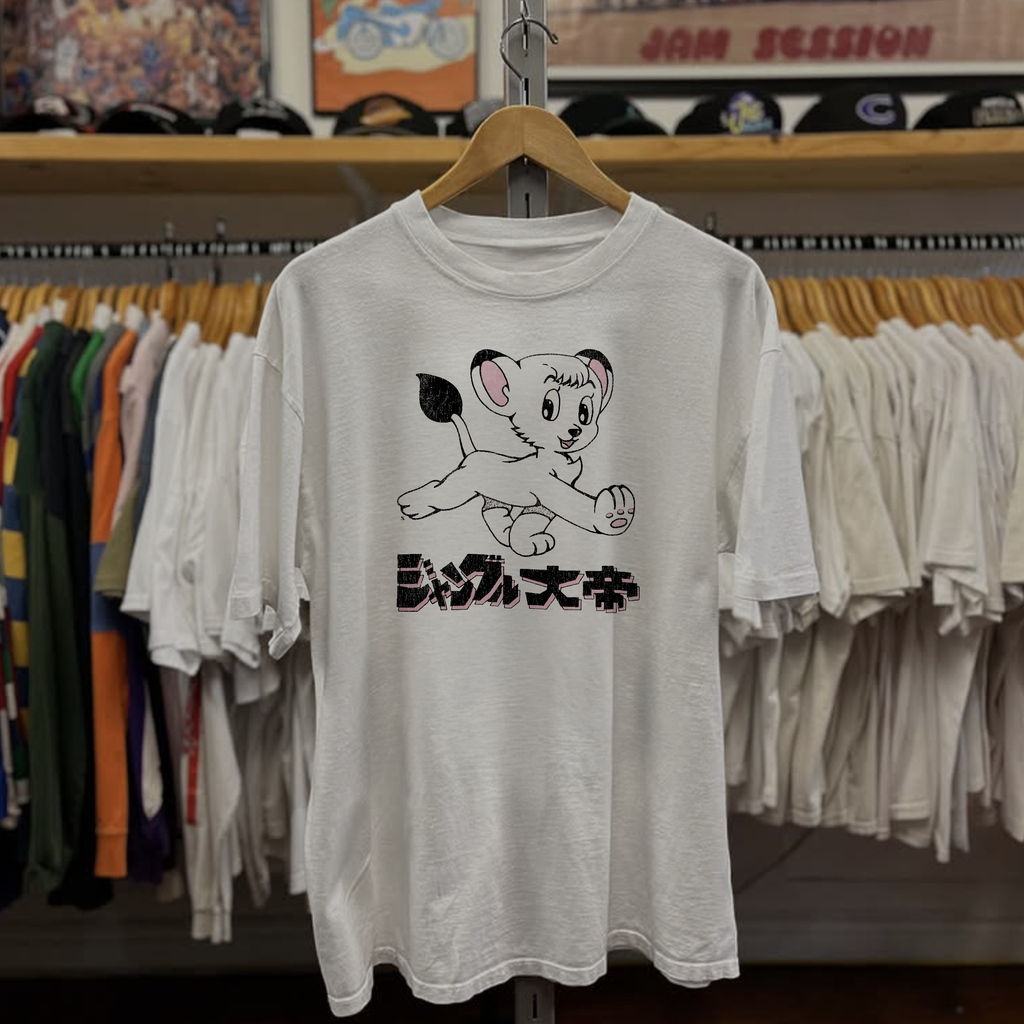 Vintage Rare Kimba The Lion Washed White Graphic Graphic T-Shirt