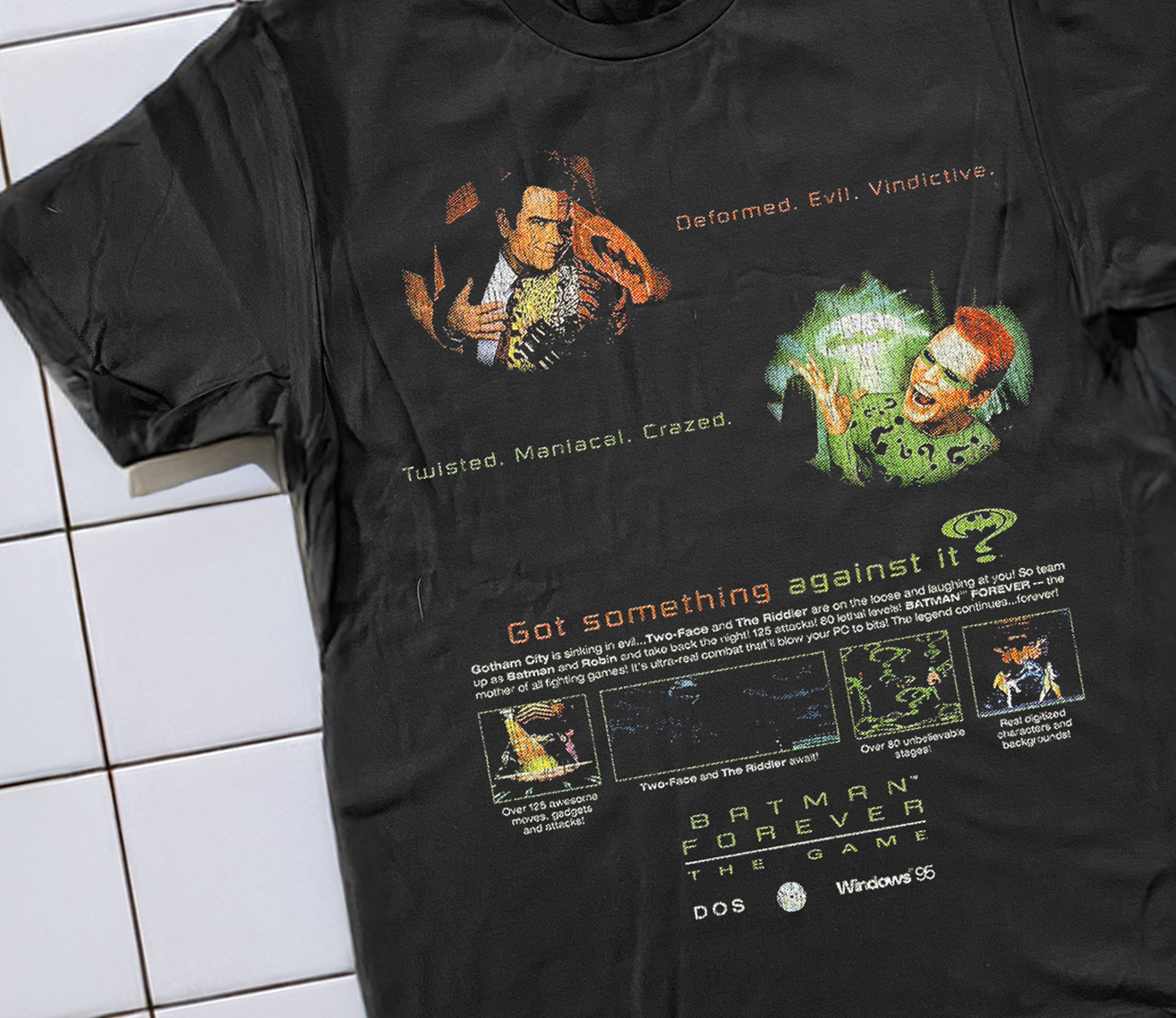 Vintage 95 Batman Forever The Video Game Washed Black Graphic T-Shirt