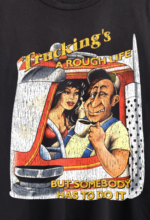 Vintage Trucking Washed Black Graphic Graphic T-Shirt