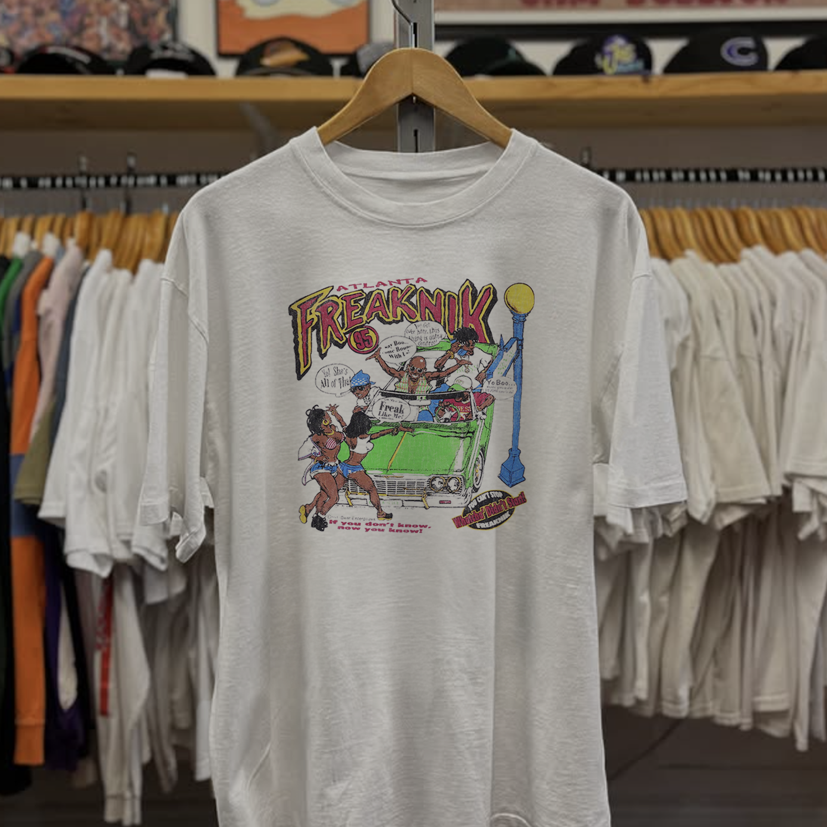 Vintage 1995 Atlanta Freaknik Washed White Graphic Graphic T-Shirt