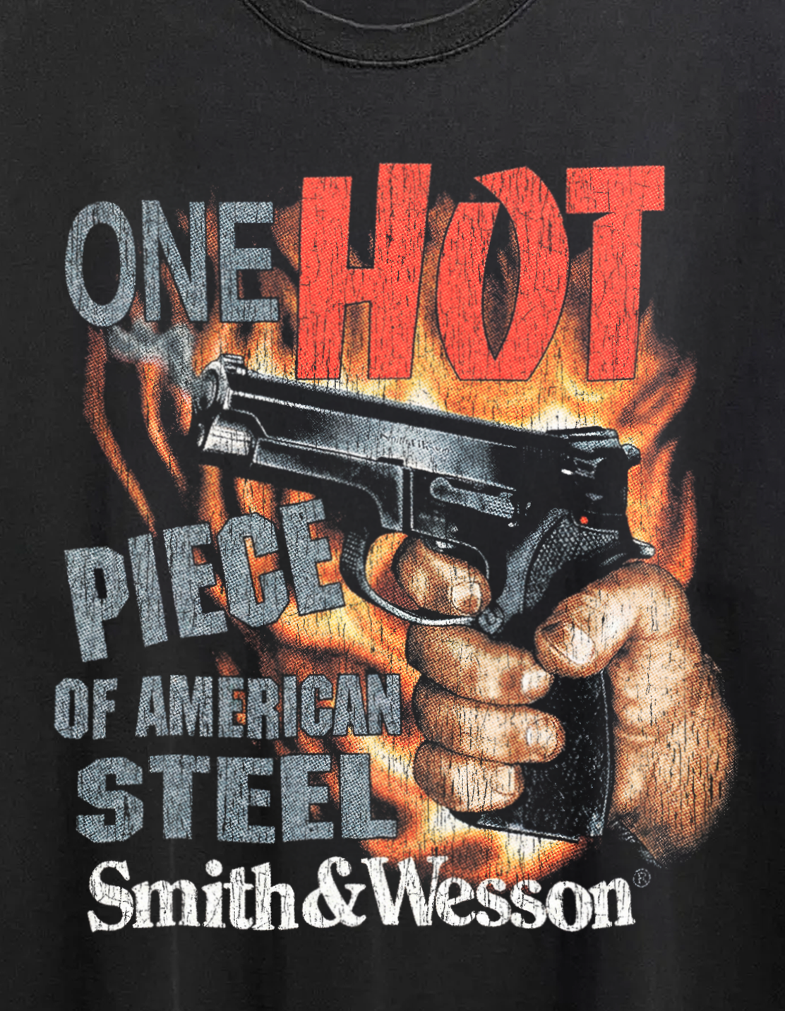 Vintage S&W American Steel Washed Black Graphic Graphic T-Shirt