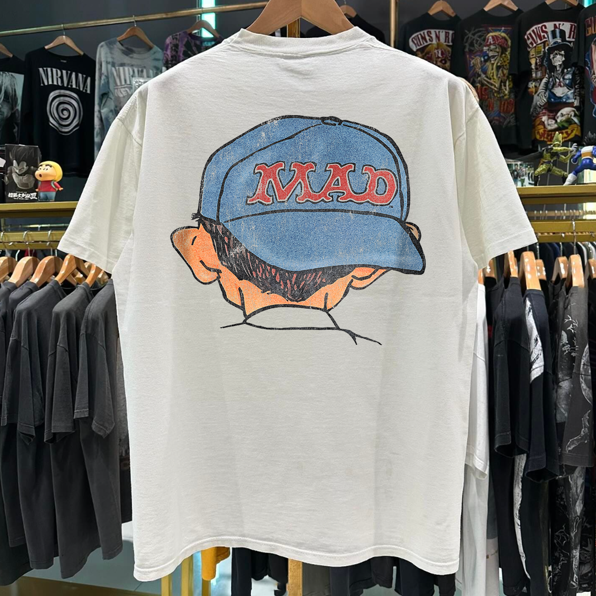 Vintage 90's Rare Alfred E. Neuman Vintage Washed White Graphic T-Shirt