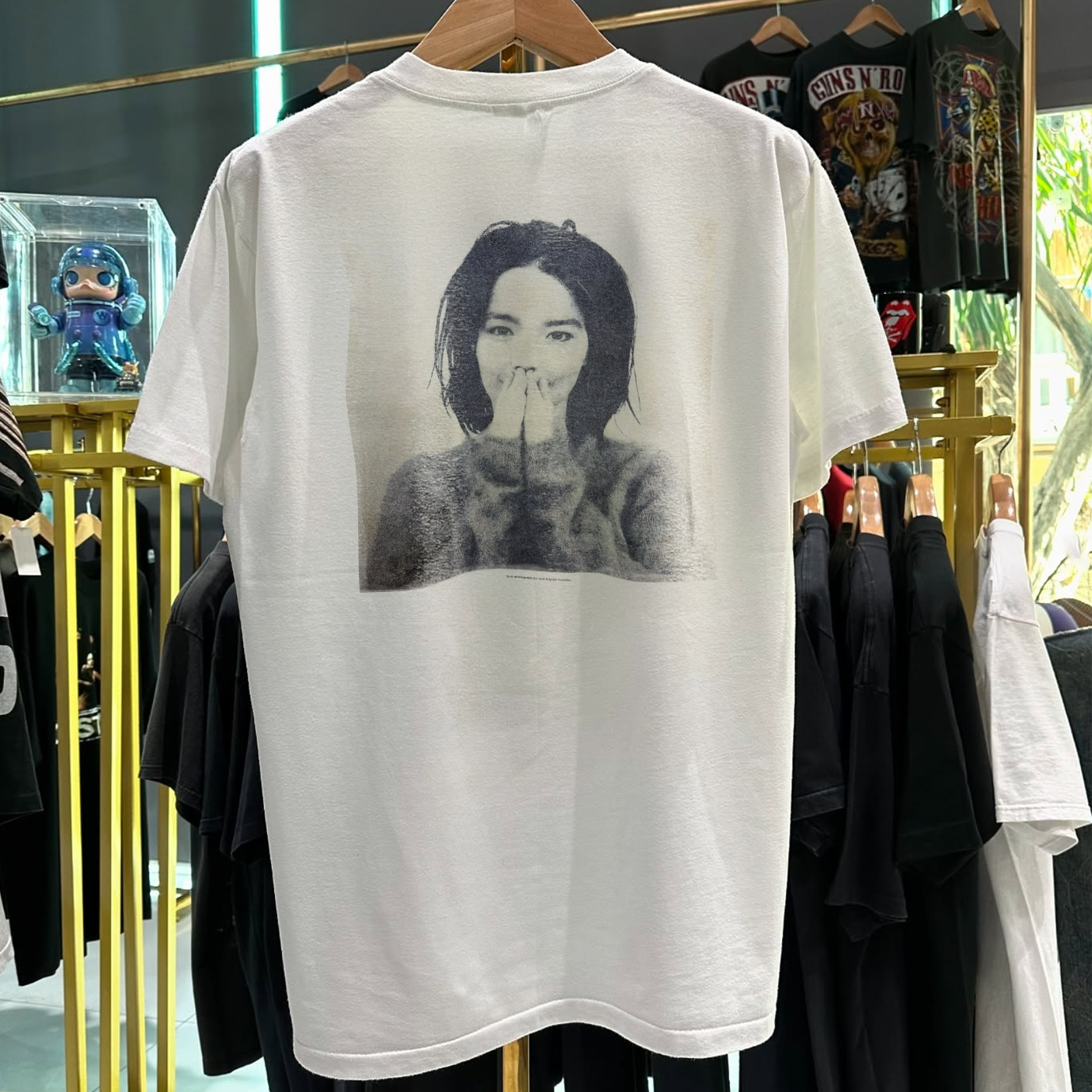Vintage 1993 Bjork Debut Grail Rare Washed White Graphic T-Shirt