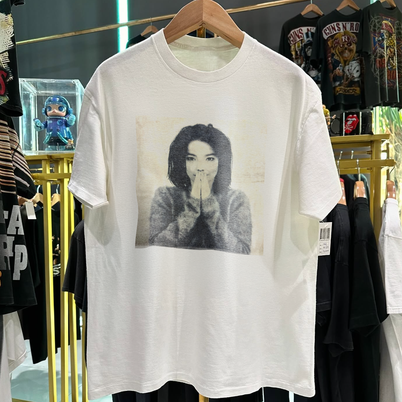 Vintage 1993 Bjork Debut Grail Rare Washed White Graphic T-Shirt