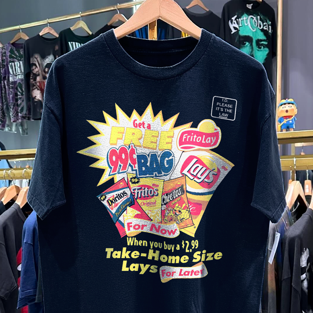 Vintage 90s Snack Now, Snack Later Lays Promo Rare Blue Graphic T-Shirt