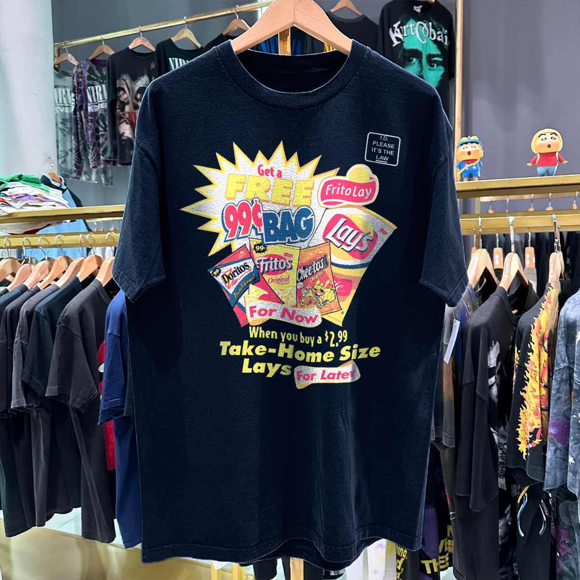 Vintage 90s Snack Now, Snack Later Lays Promo Rare Blue Graphic T-Shirt