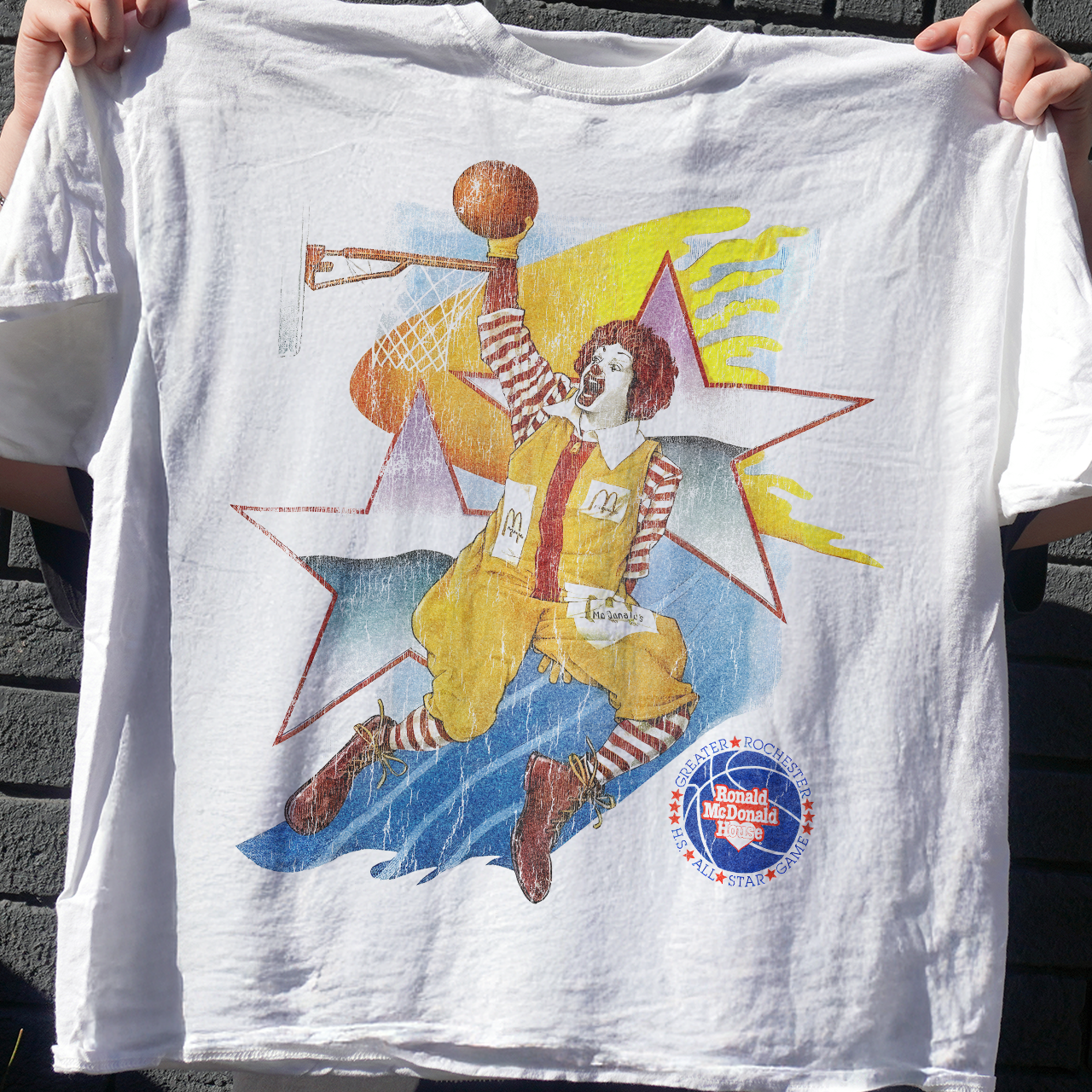 Vintage 90's All Star Ronald - Rmh - Vintage Washed White Graphic T-Shirt