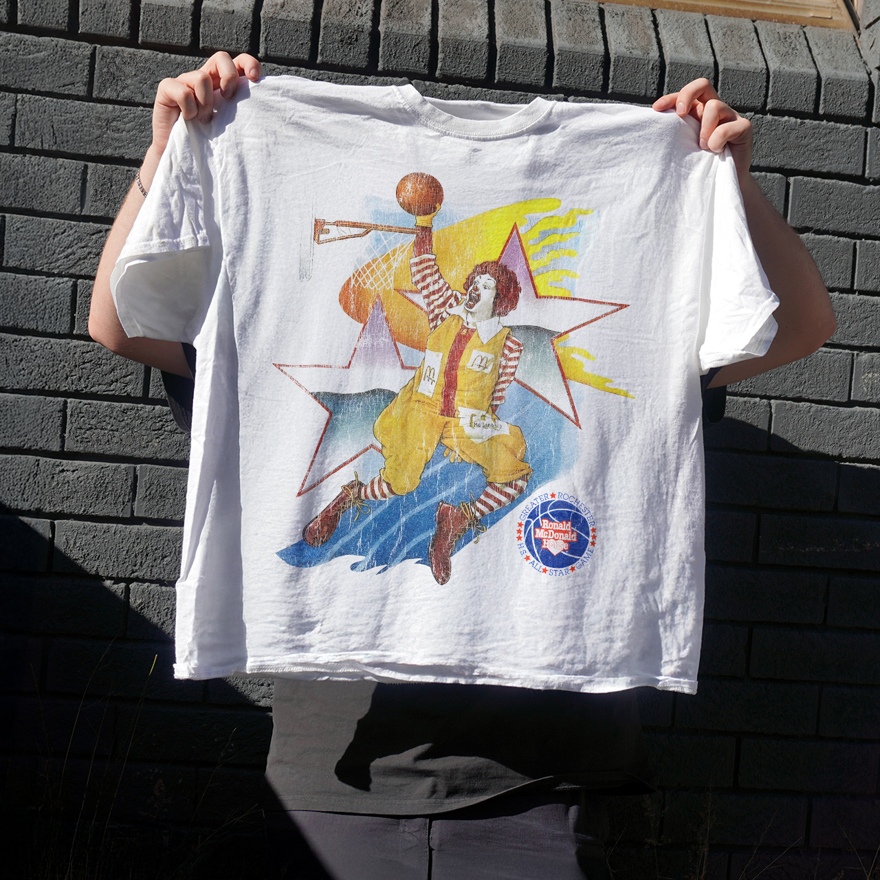 Vintage 90's All Star Ronald - Rmh - Vintage Washed White Graphic T-Shirt
