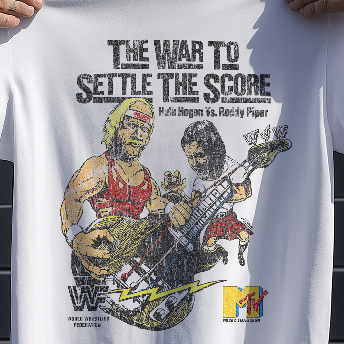 Vintage The War To Settle The Score '85 Promo Vintage Washed White Graphic T-Shirt
