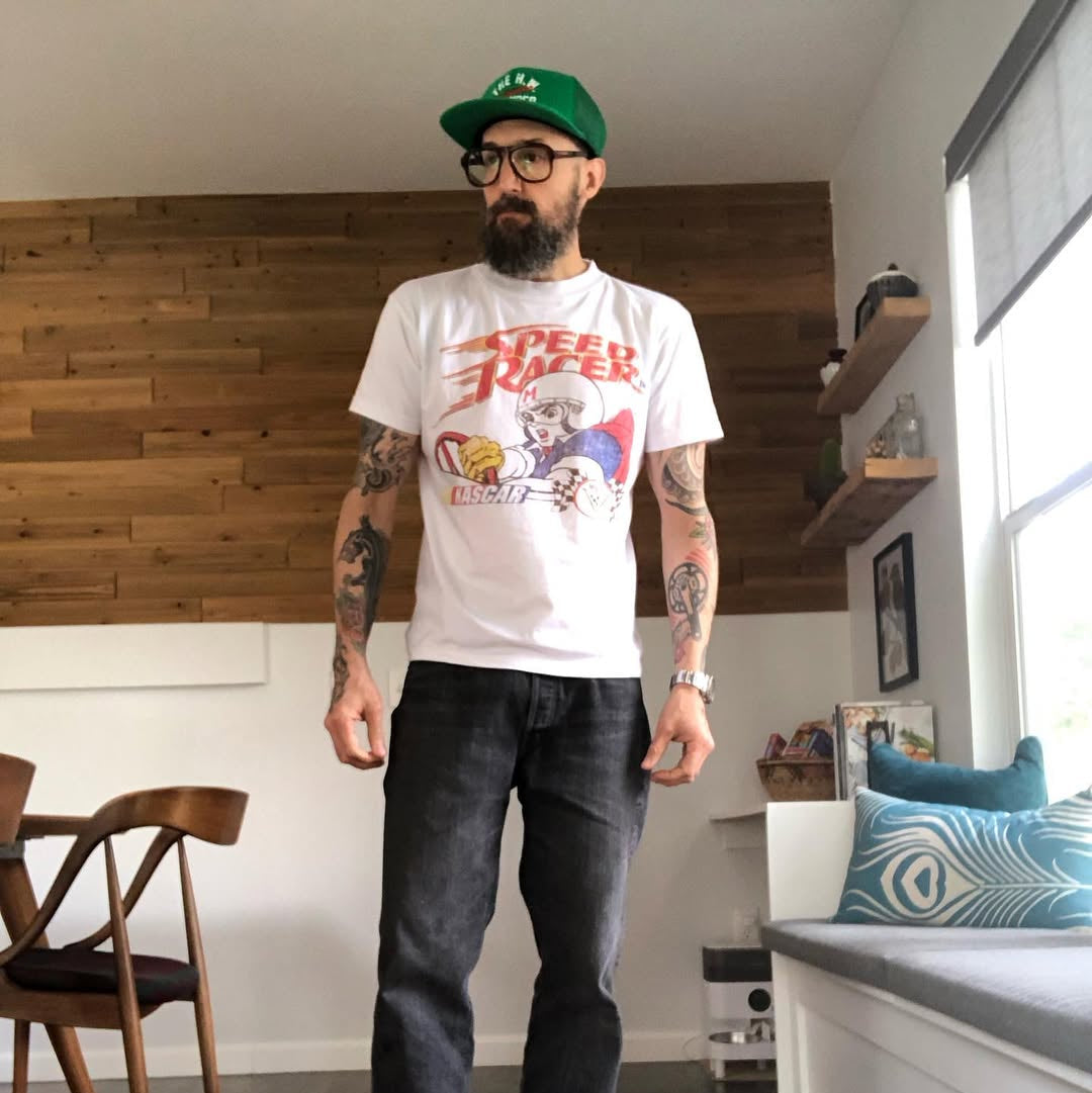 Vintage Speed Racer White Vintage Washe Graphic T-Shirt