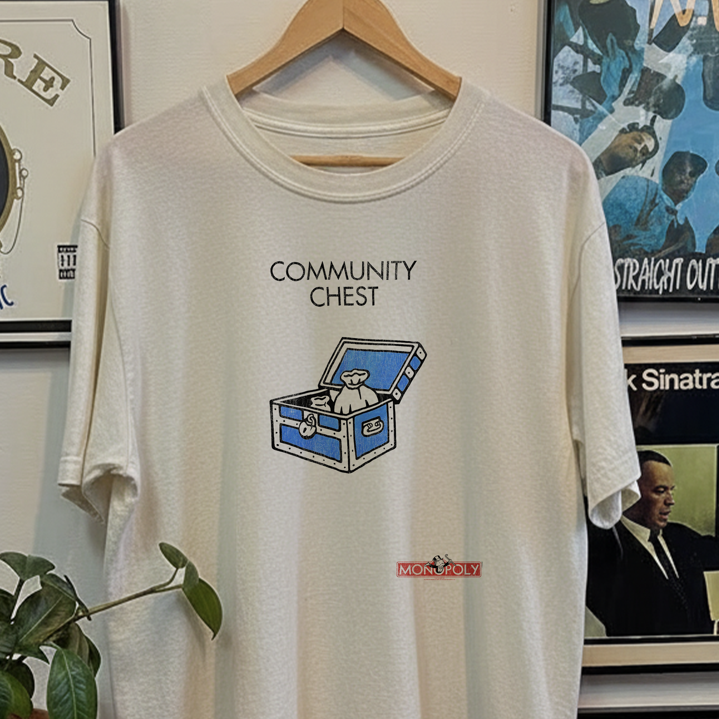 Vintage 90s Monopoly Community Chest Washed White Graphic Graphic T-Shirt