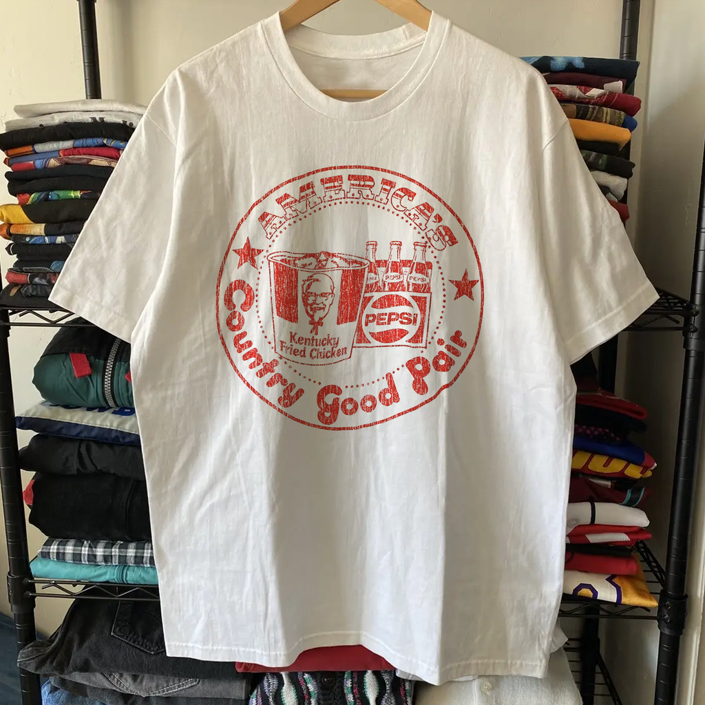 Vintage Rare KFC Country Good Pair Washed White Graphic Graphic T-Shirt