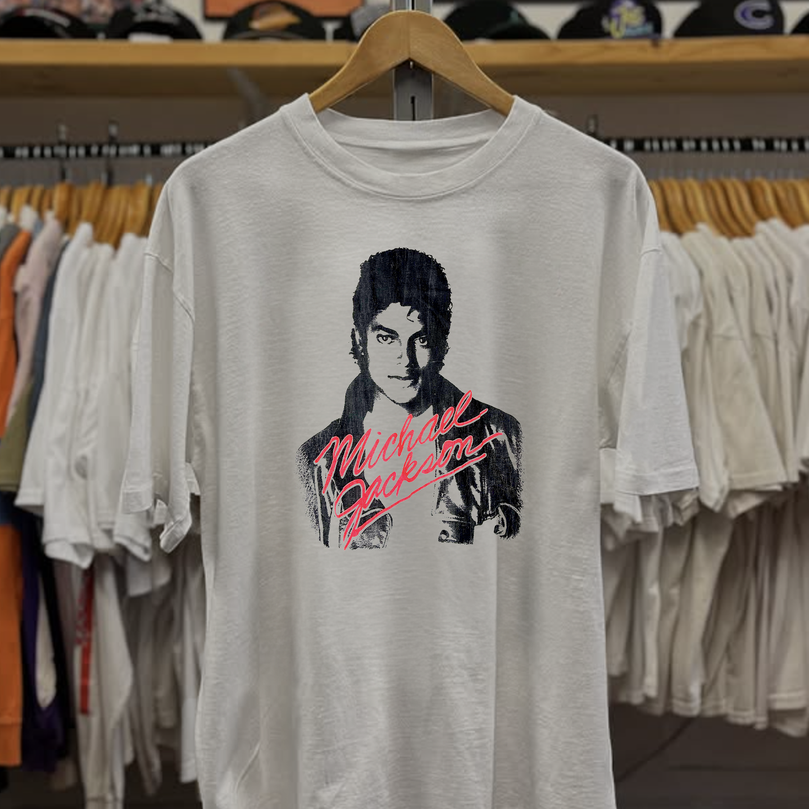 Vintage Rare Michael Jackson Washed White Graphic Graphic T-Shirt