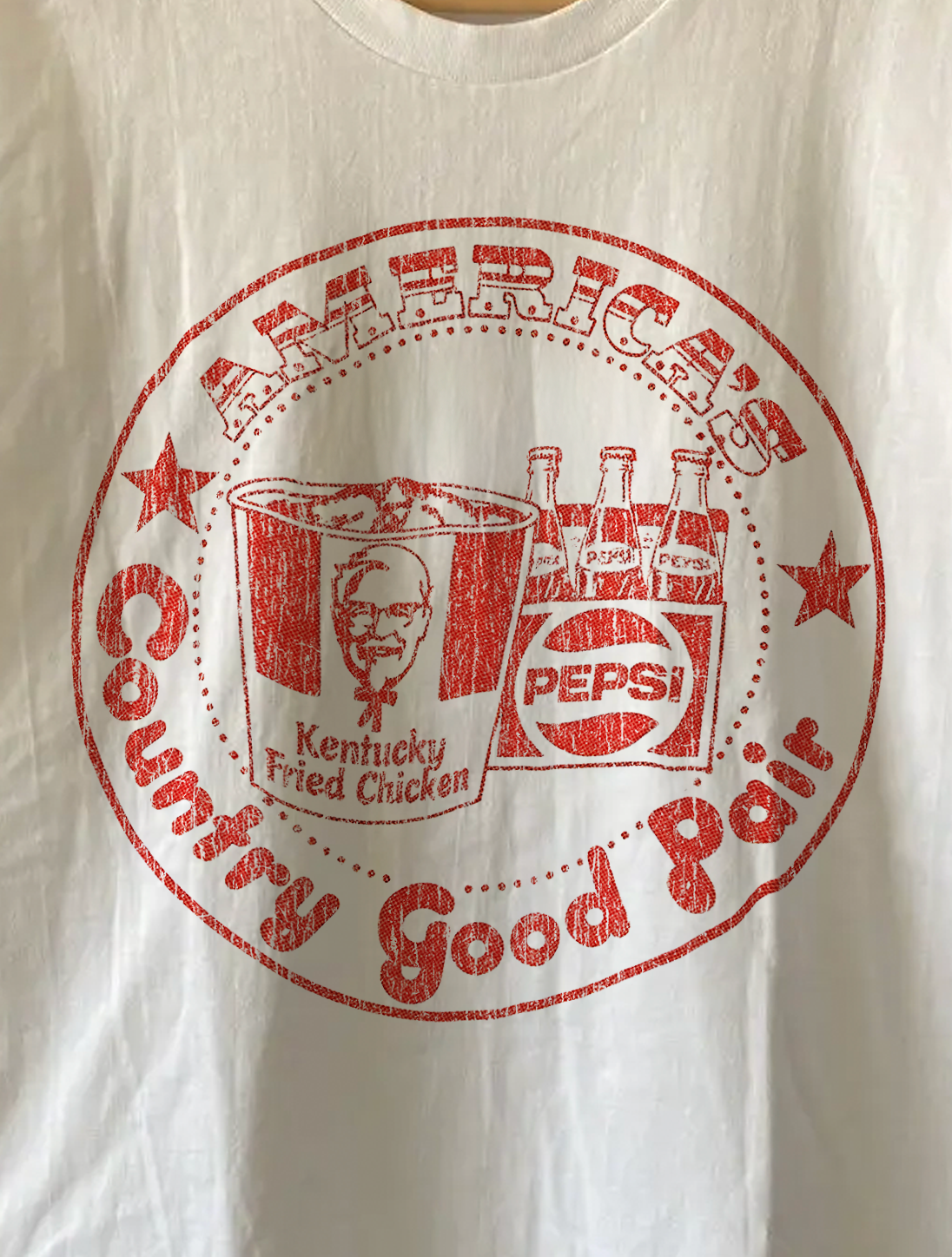 Vintage Rare KFC Country Good Pair Washed White Graphic Graphic T-Shirt