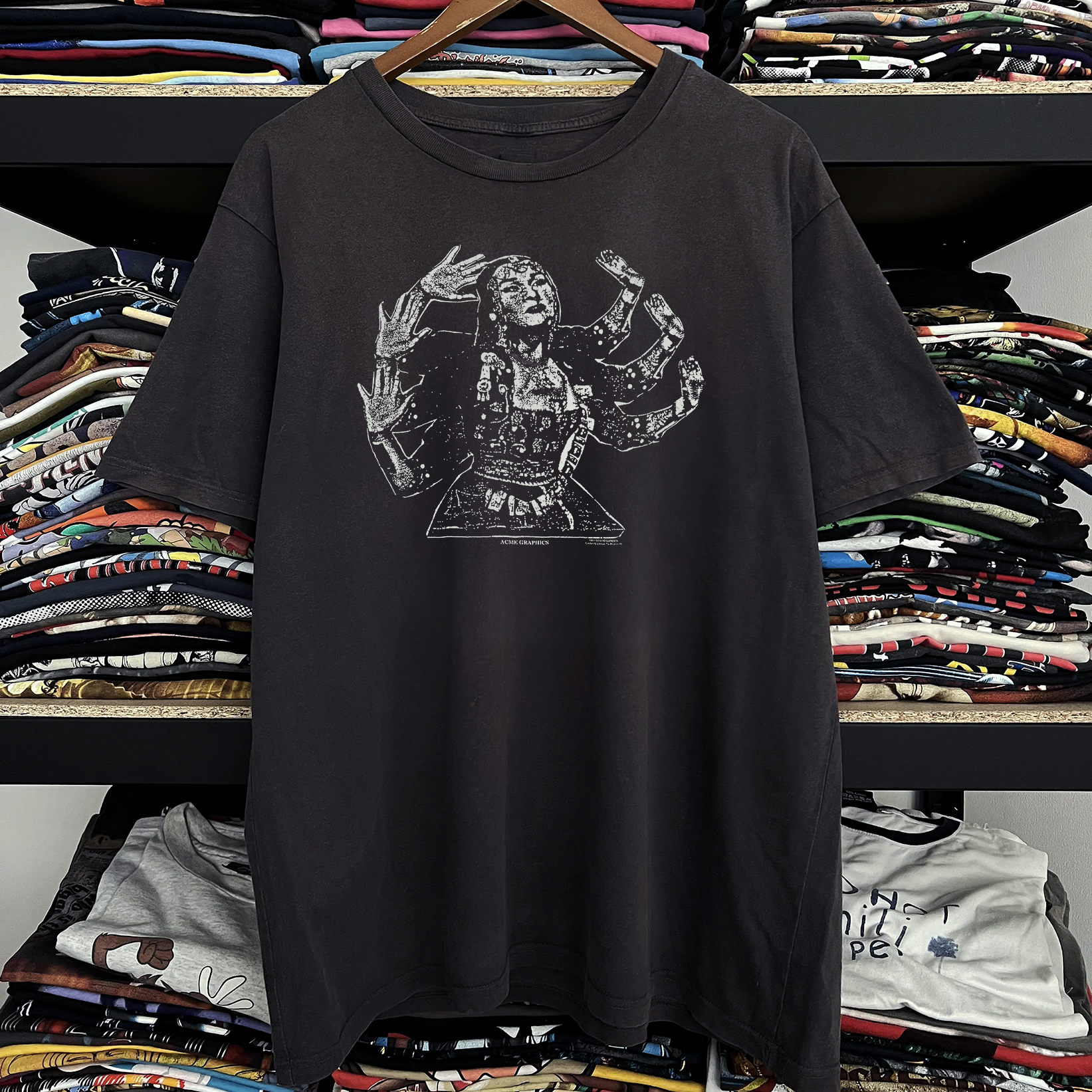 Vintage 1993 Soundgarden Kali Tour Washed Black Graphic Graphic T-Shirt