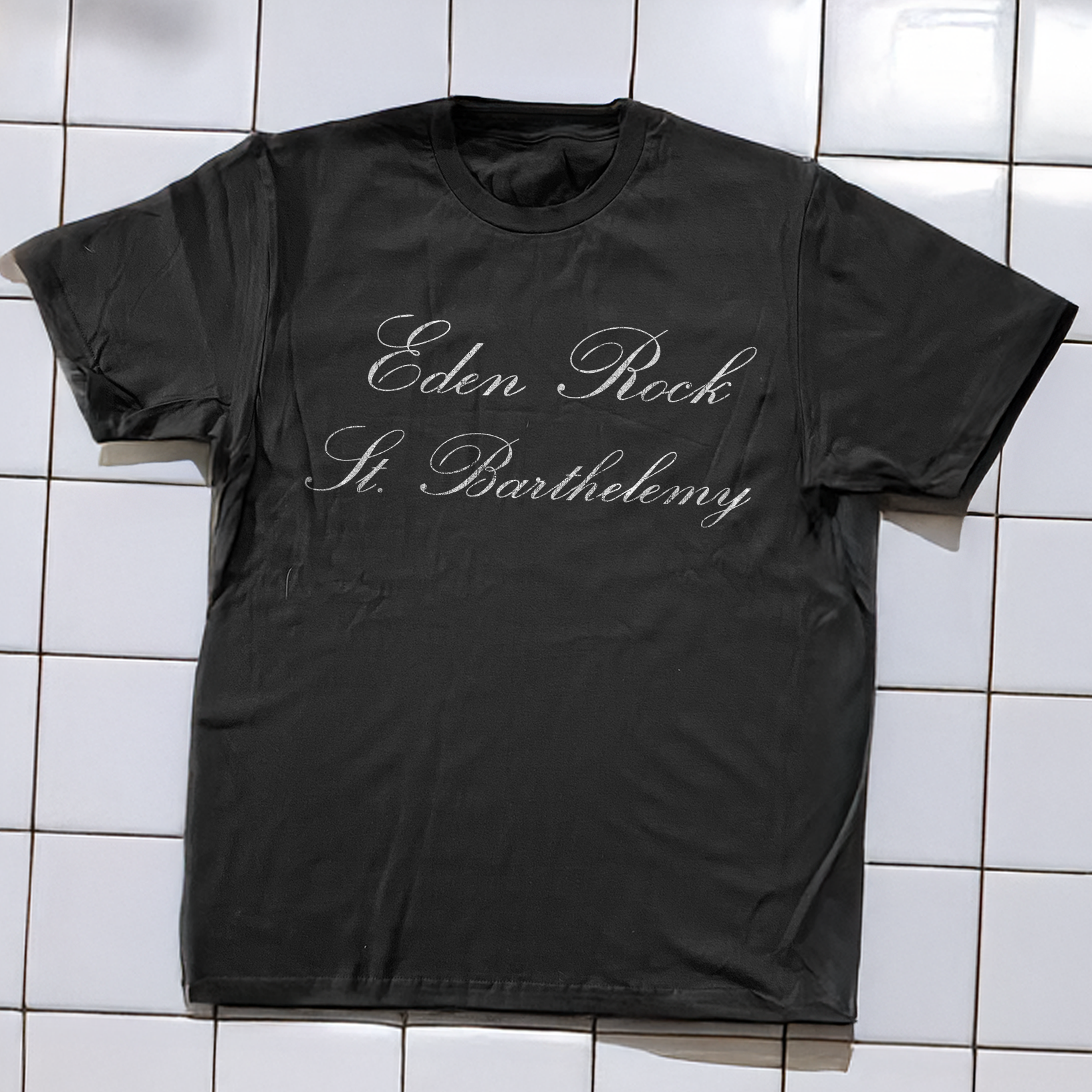 Vintage 90s Eden Rock 'St. Barthelemy' Rare Washed Black Graphic T-Shirt