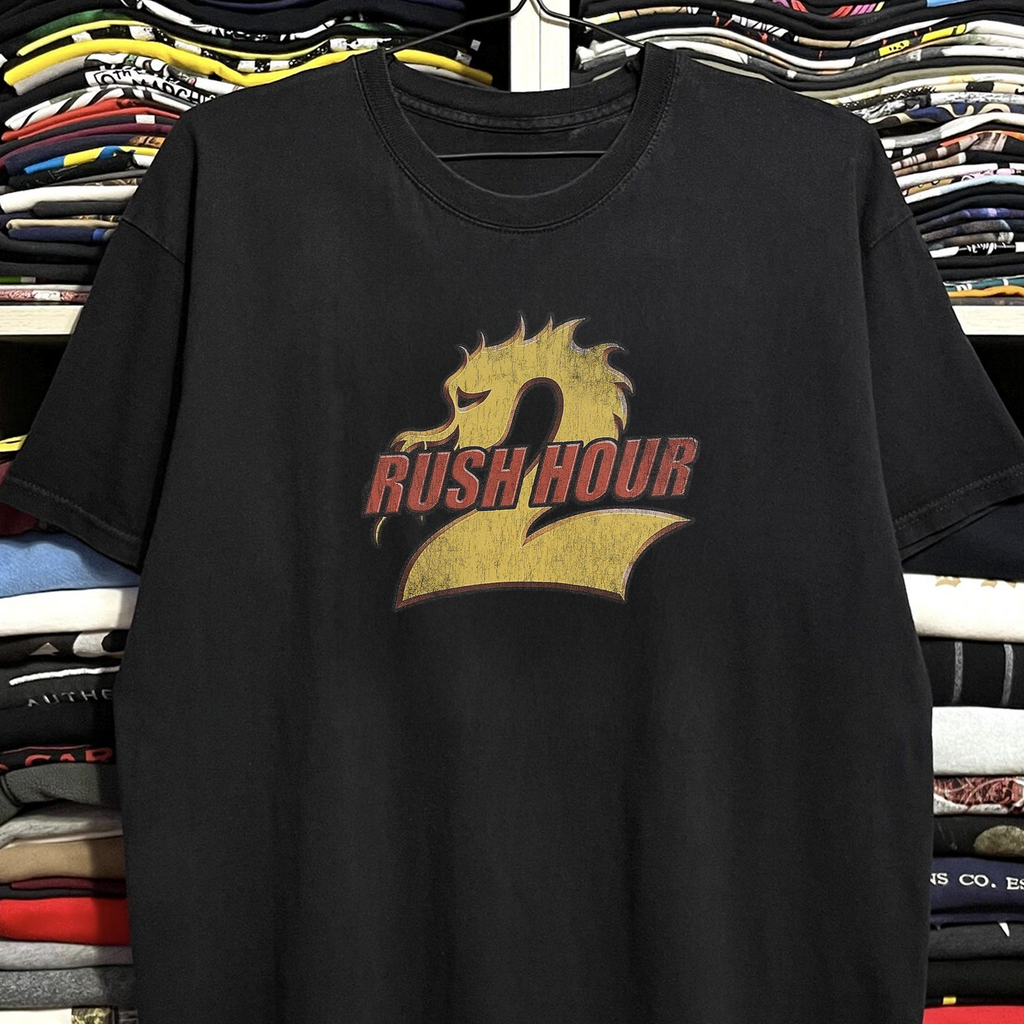 Vintage 2001 Rush Hour 2 Movie Promo Washed Black Graphic Graphic T-Shirt