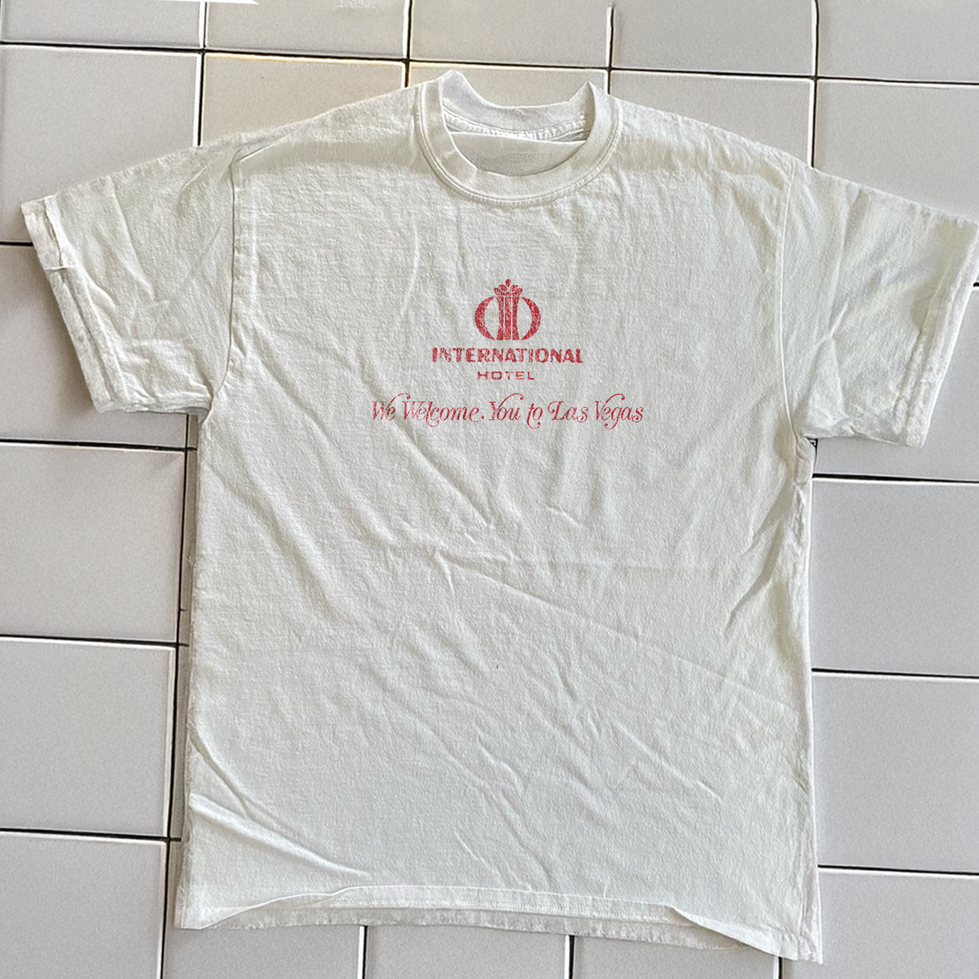 Vintage 70's International Hotel Las Vegas Rare Washed White Graphic T-Shirt