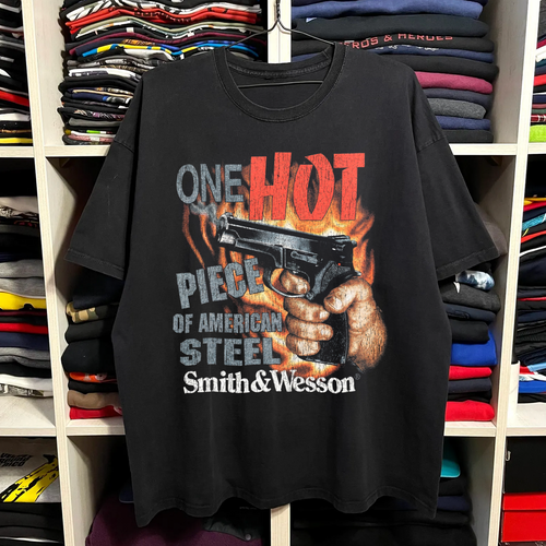 Vintage S&W American Steel Washed Black Graphic Graphic T-Shirt