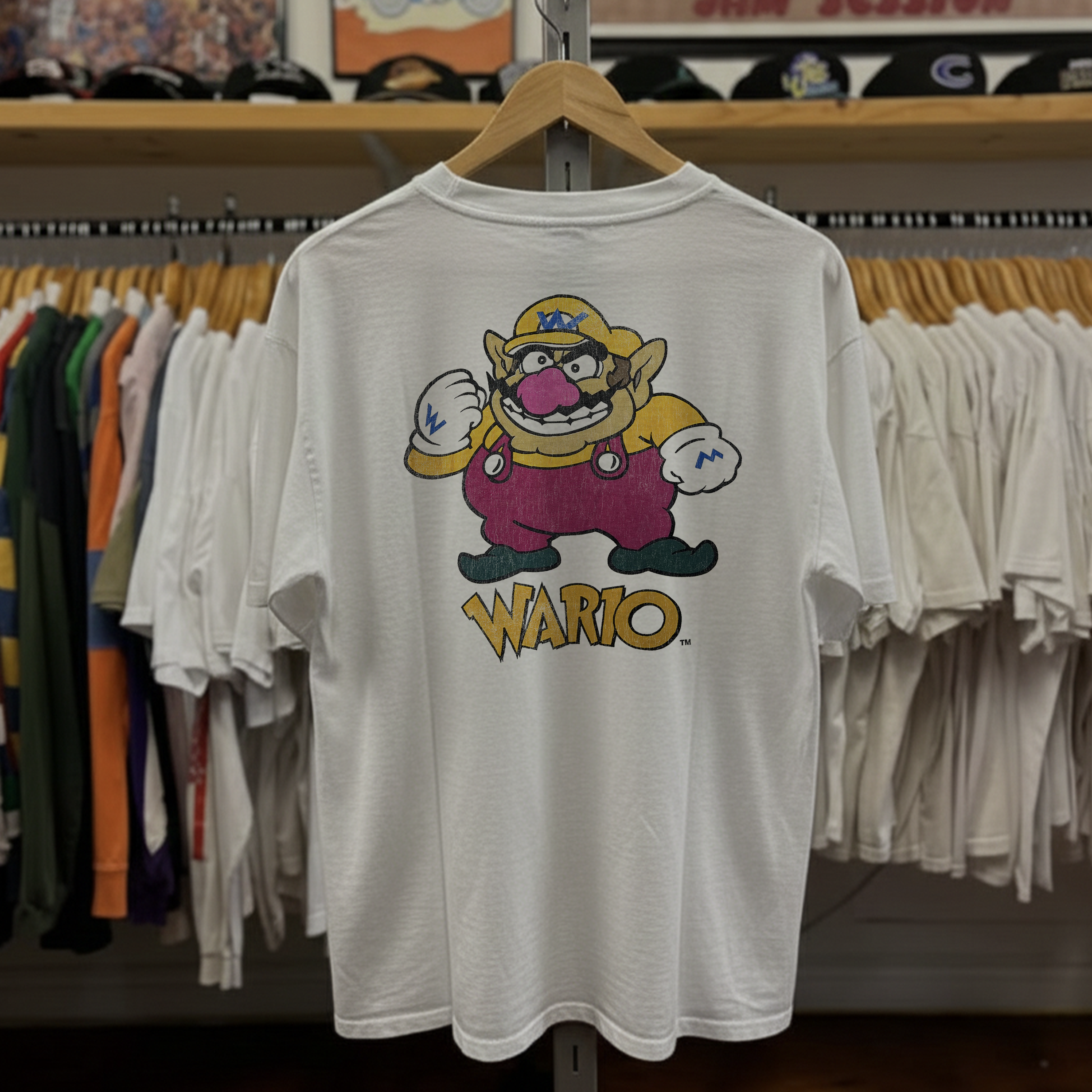 Vintage 1990 Wario Land Super Mario Land 3 Washed White Graphic Graphic T-Shirt