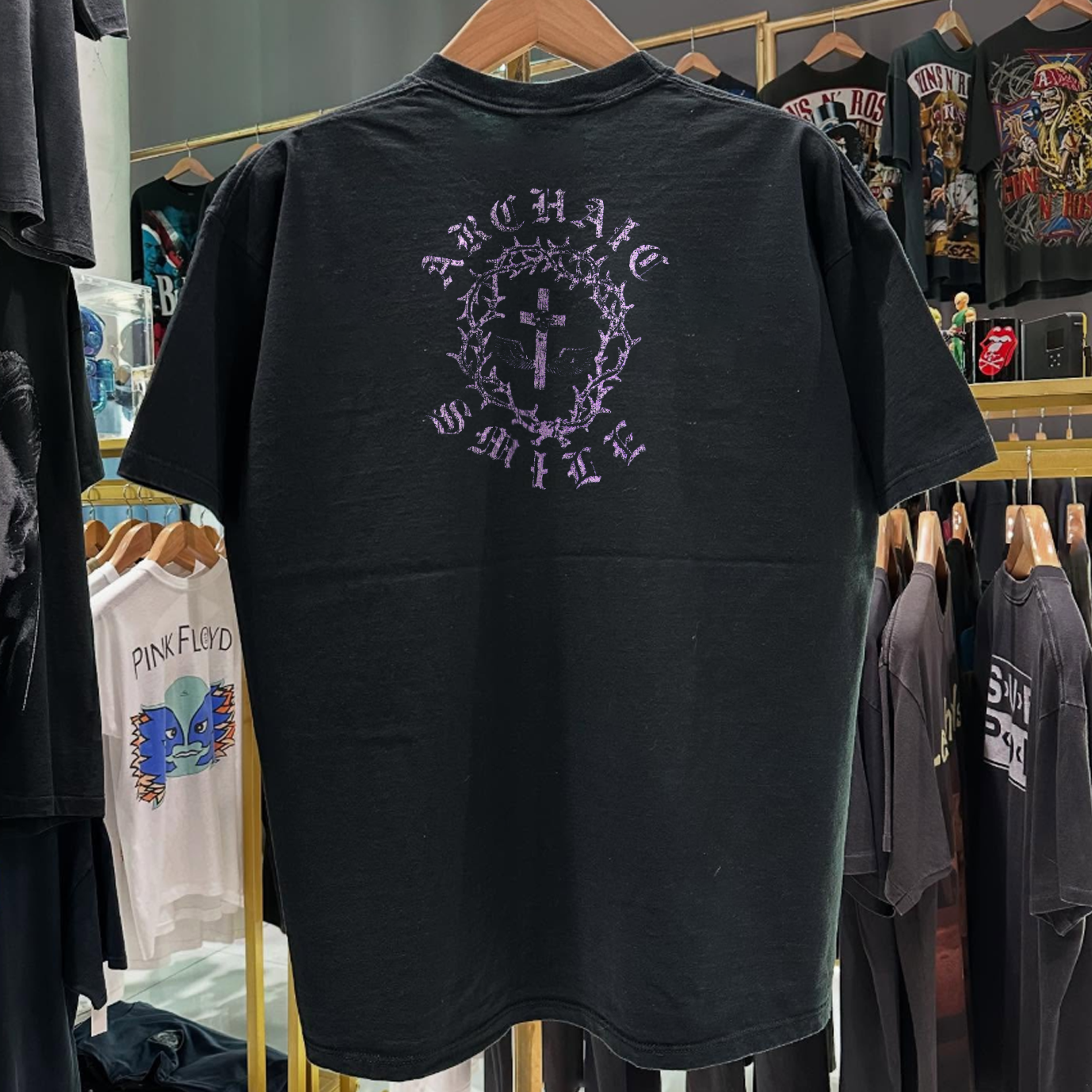Vintage 90s Acid Drop 'Archaic Smile' Rare Washed Black Graphic T-Shirt