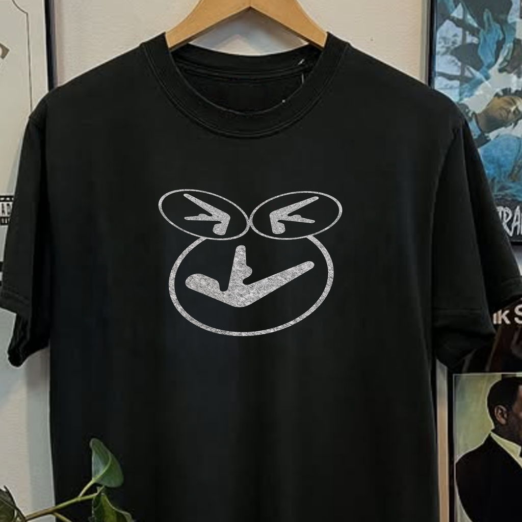 Vintage Rare 1998 Aphex Twin Warp Triple Logo Washed Black Graphic Graphic T-Shirt