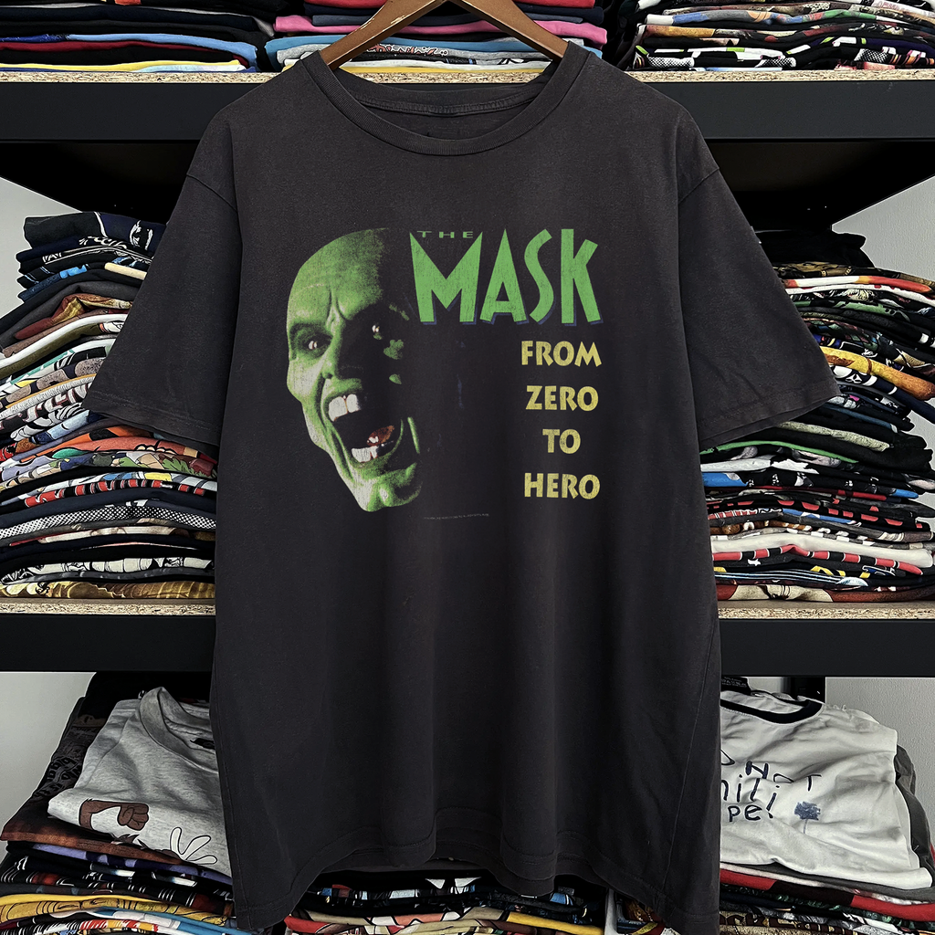 Vintage 1994 The Mask Washed Black Graphic Graphic T-Shirt