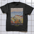 Vintage 90s Lausanne 'Carlton Hotel' Rare Washed Black Graphic T-Shirt