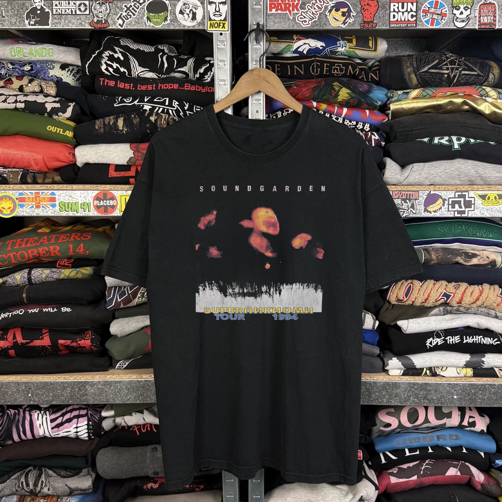 Vintage 1994 Soundgarden Superunknown Tour Washed Black Graphic Graphic T-Shirt