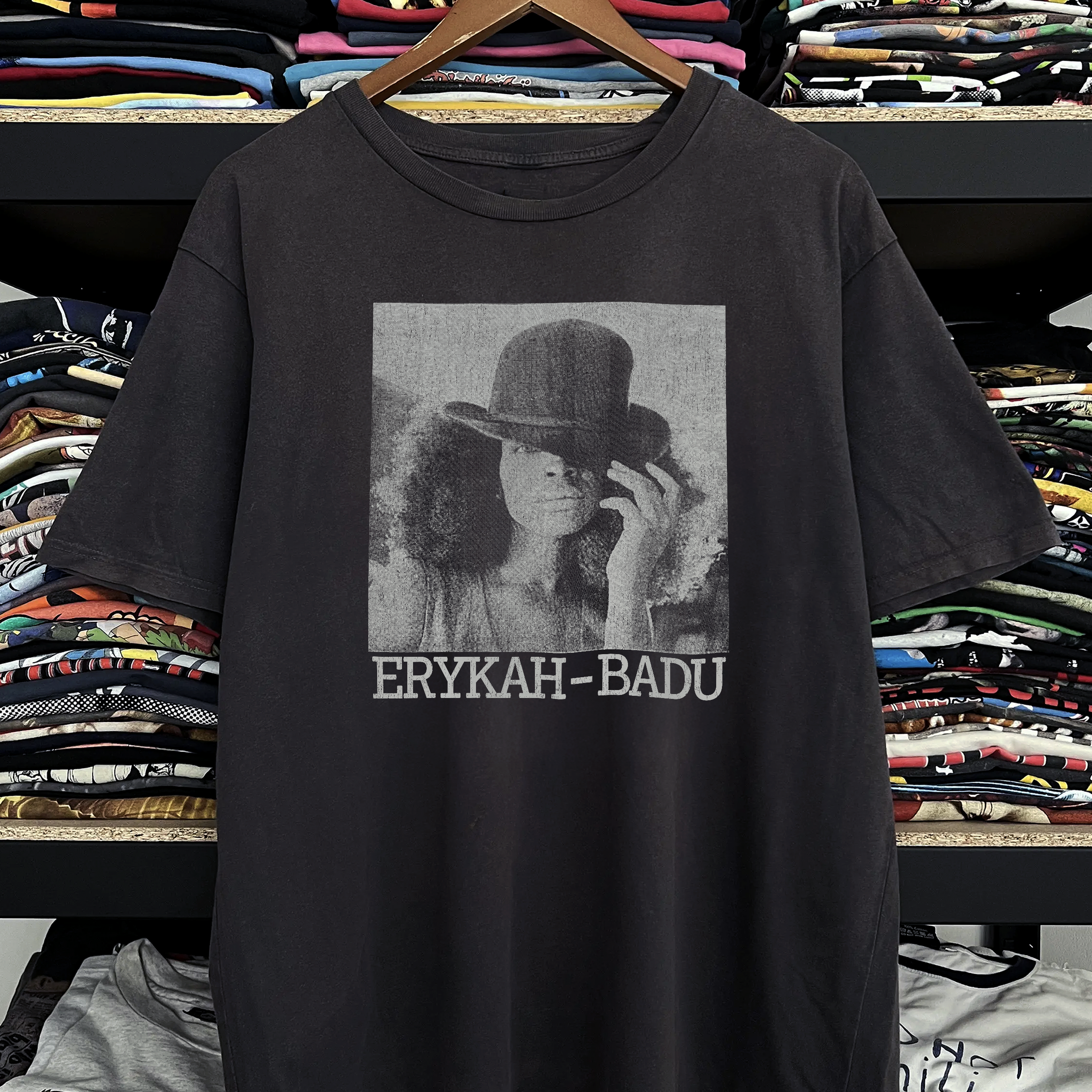 Vintage Y2k Erykah Badu Washed Black Graphic Graphic T-Shirt