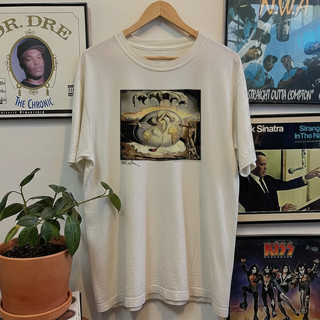 Vintage Rare Salvador Dali Geopoliticus Child Washed White Graphic Graphic T-Shirt