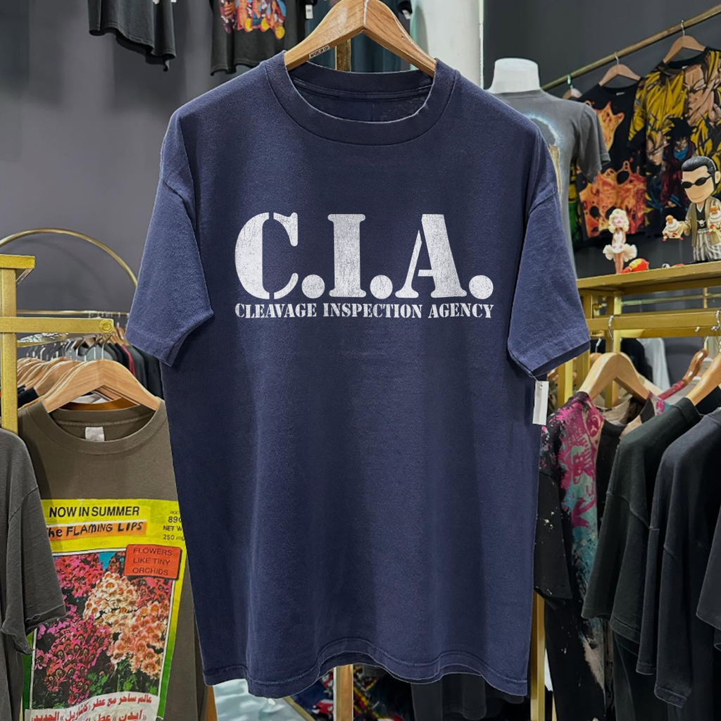 Vintage Cia Inspection Agency Washed Navy Graphic Graphic T-Shirt