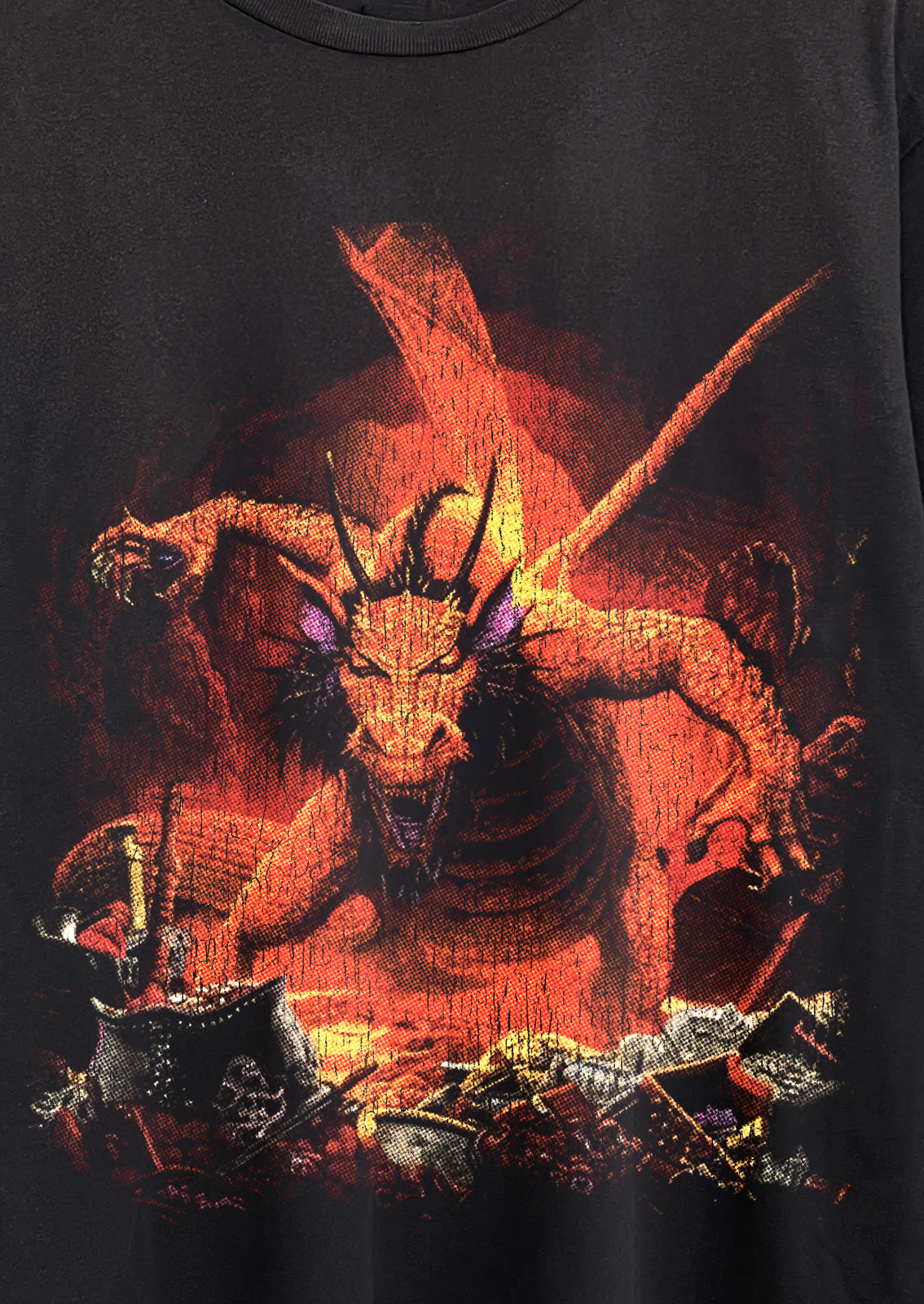 Vintage D&D Dragon Washed Black Graphic Graphic T-Shirt