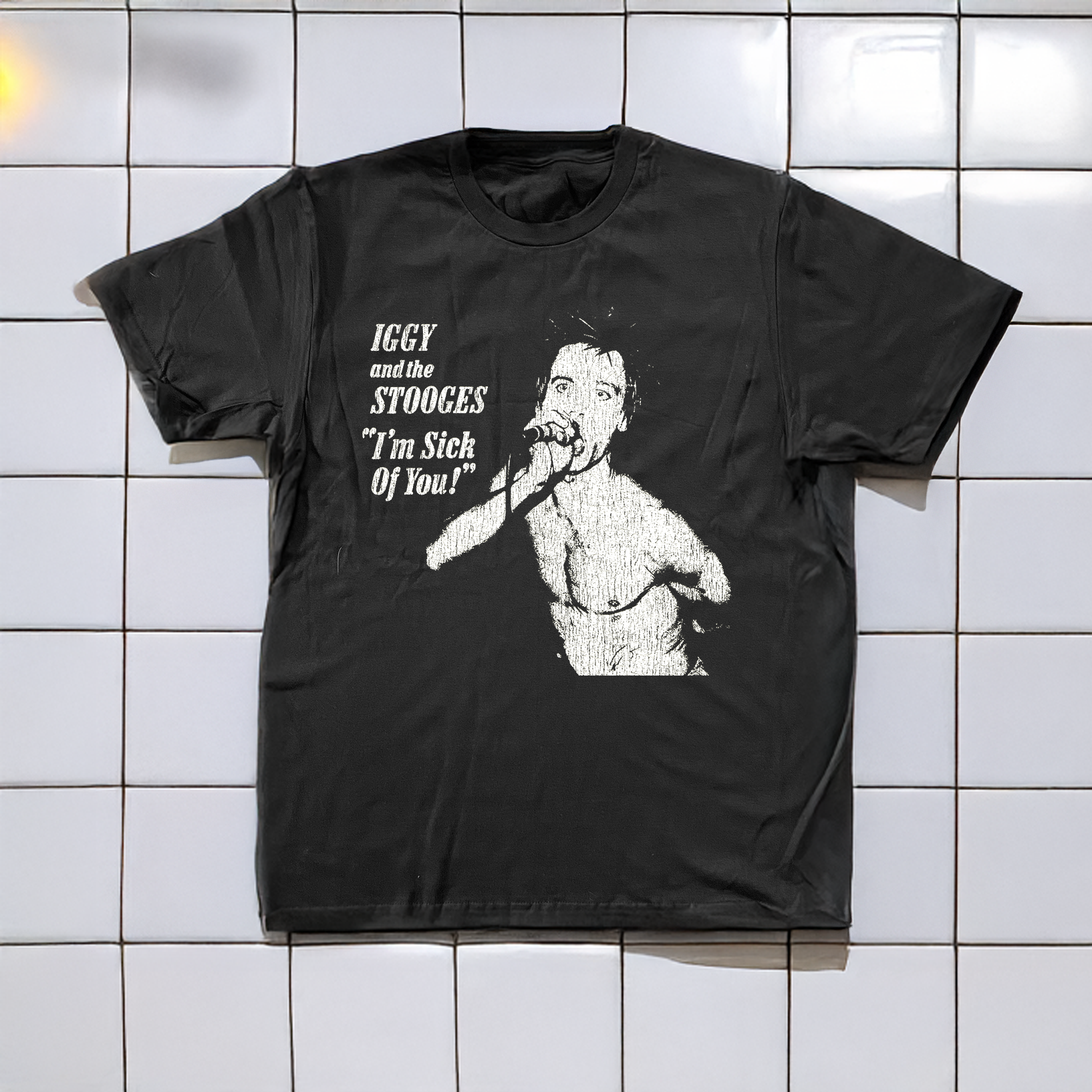 Vintage 90's Stooges Sick Of You Promo Washed Black Graphic T-Shirt