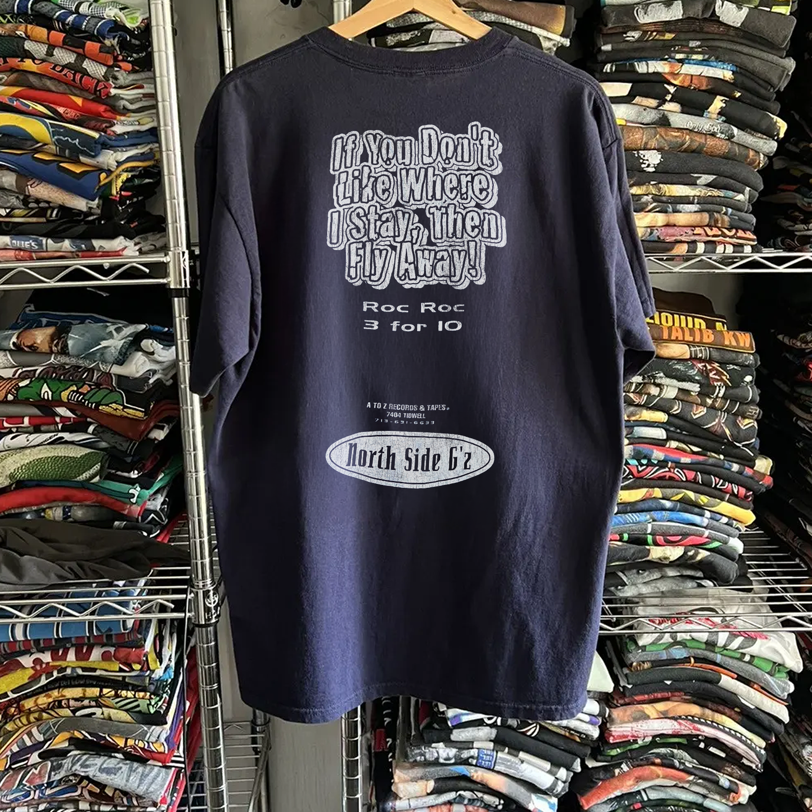 Vintage 90s Swishahouse Washed Navy Graphic Graphic T-Shirt