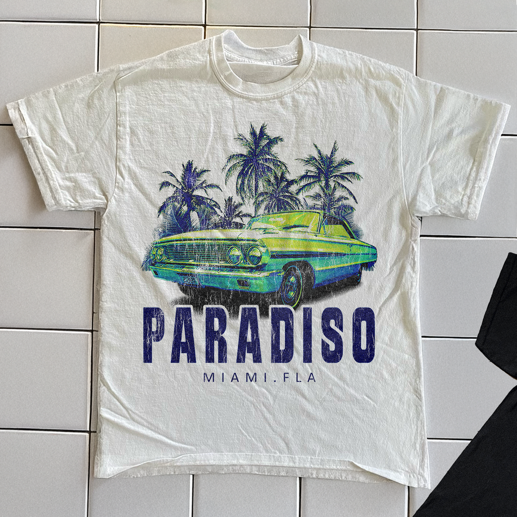 Vintage Hotel Paradiso Miami 2000S Rare Washed White Graphic T-Shirt