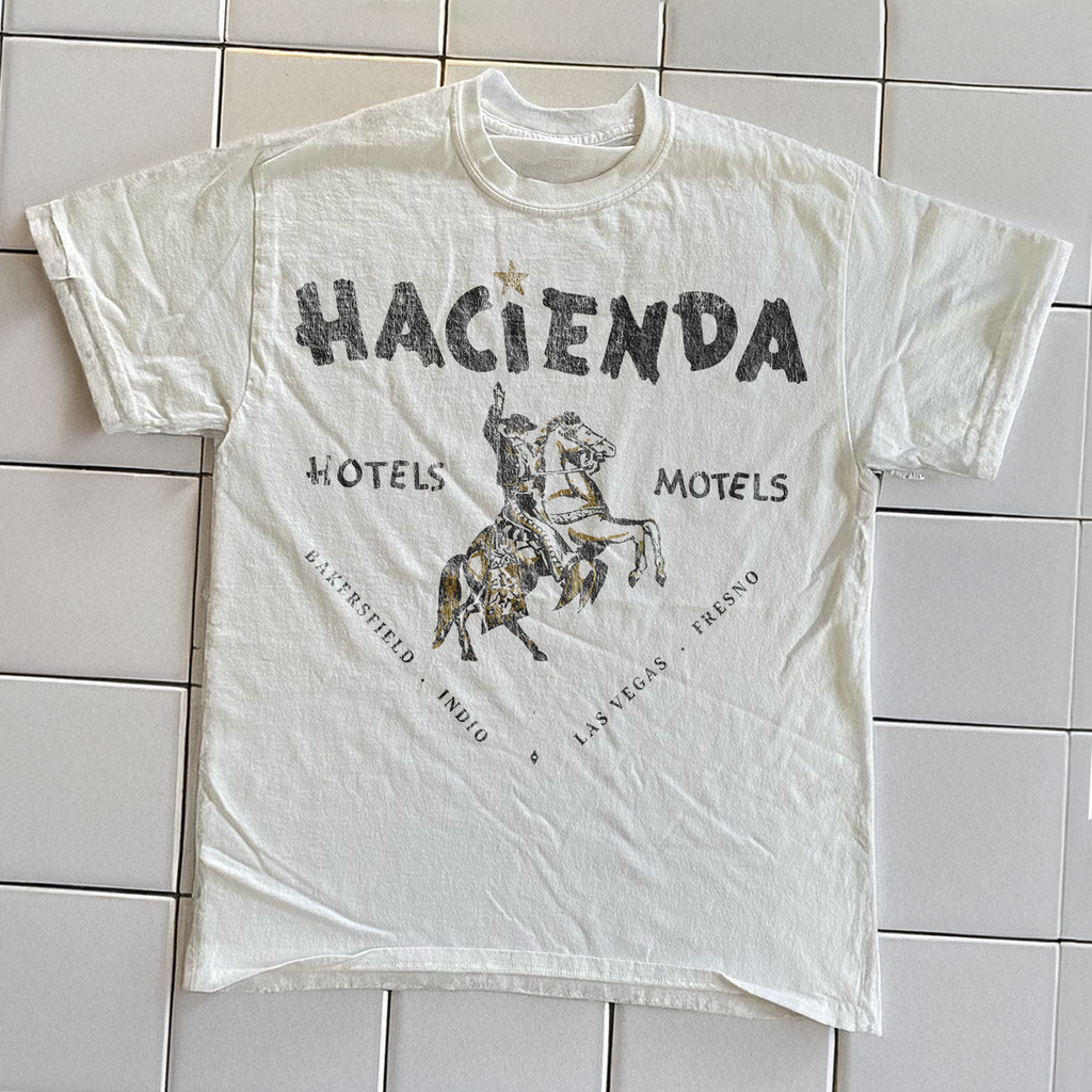 Vintage 90s Hacienda Hotel Rare Washed White Graphic T-Shirt